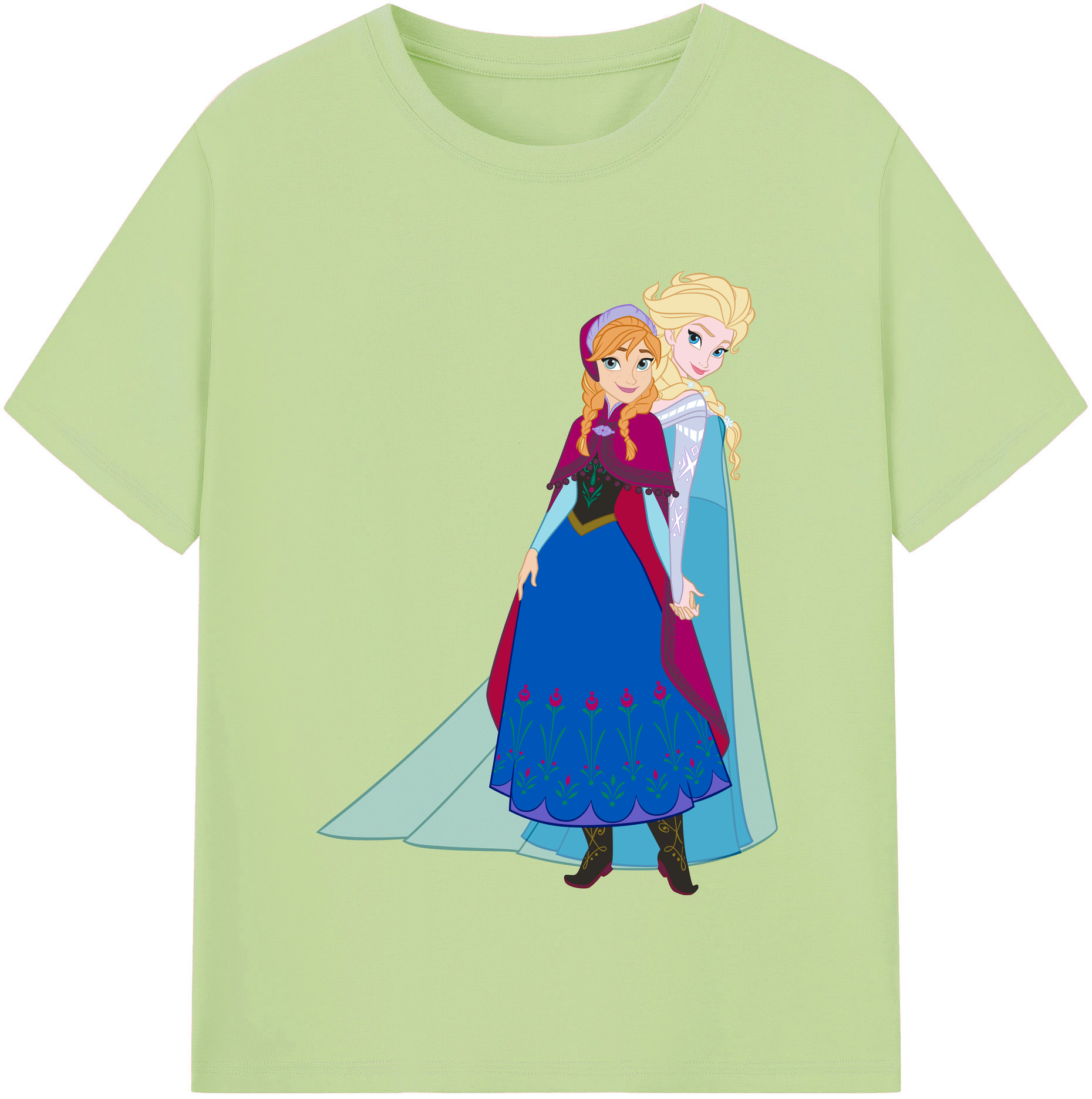 （画像用） アナと雪の女王 アンナ エルサ Frozen Anna Elsa 綿100％半袖Tシャツ（フロントプリント）